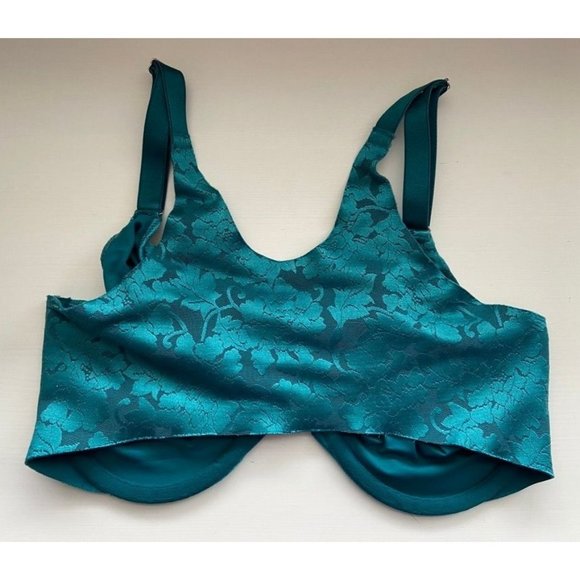 SOMA Vanishing Back Unlined Front Close Lace Teal Green Underwire Bra 34DD - Picture 2 of 4